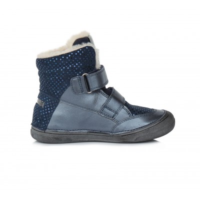 D.D. step dievčenská detská celokožená zimná obuv W078-758C Navy
